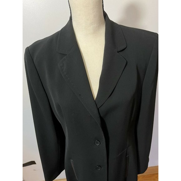 Beautiful Black Long Blazer Size 12 Made In France With Buttons And Pockets - Picture 8 of 10